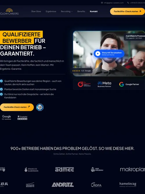 Startseite von glow-careers.de