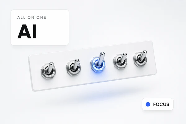 Illustration: five toggle switches, only one of them turned on