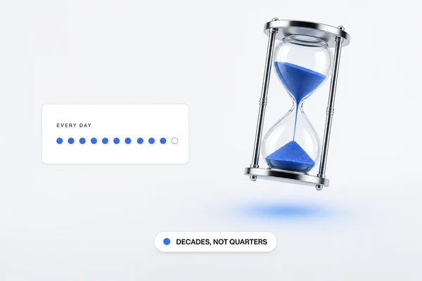Illustration: an hourglass with sand running steadily